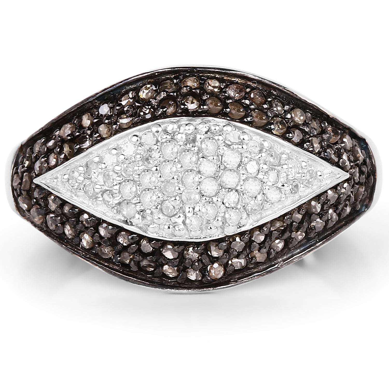 0.50 Carat Genuine Champagne Diamond and White Diamond .925 Sterling Silver Ring by Bids.com