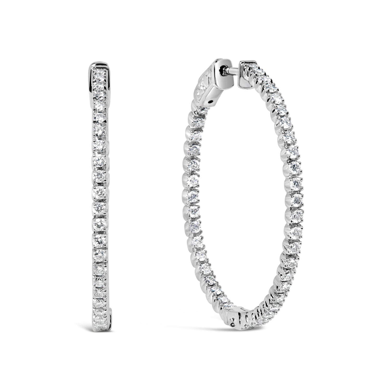14K White Gold 1 1/2 Cttw Lab Grown Diamond Inside Out Hoop Earrings (G-H Color, VS2-SI1 Clarity) by Bids.com