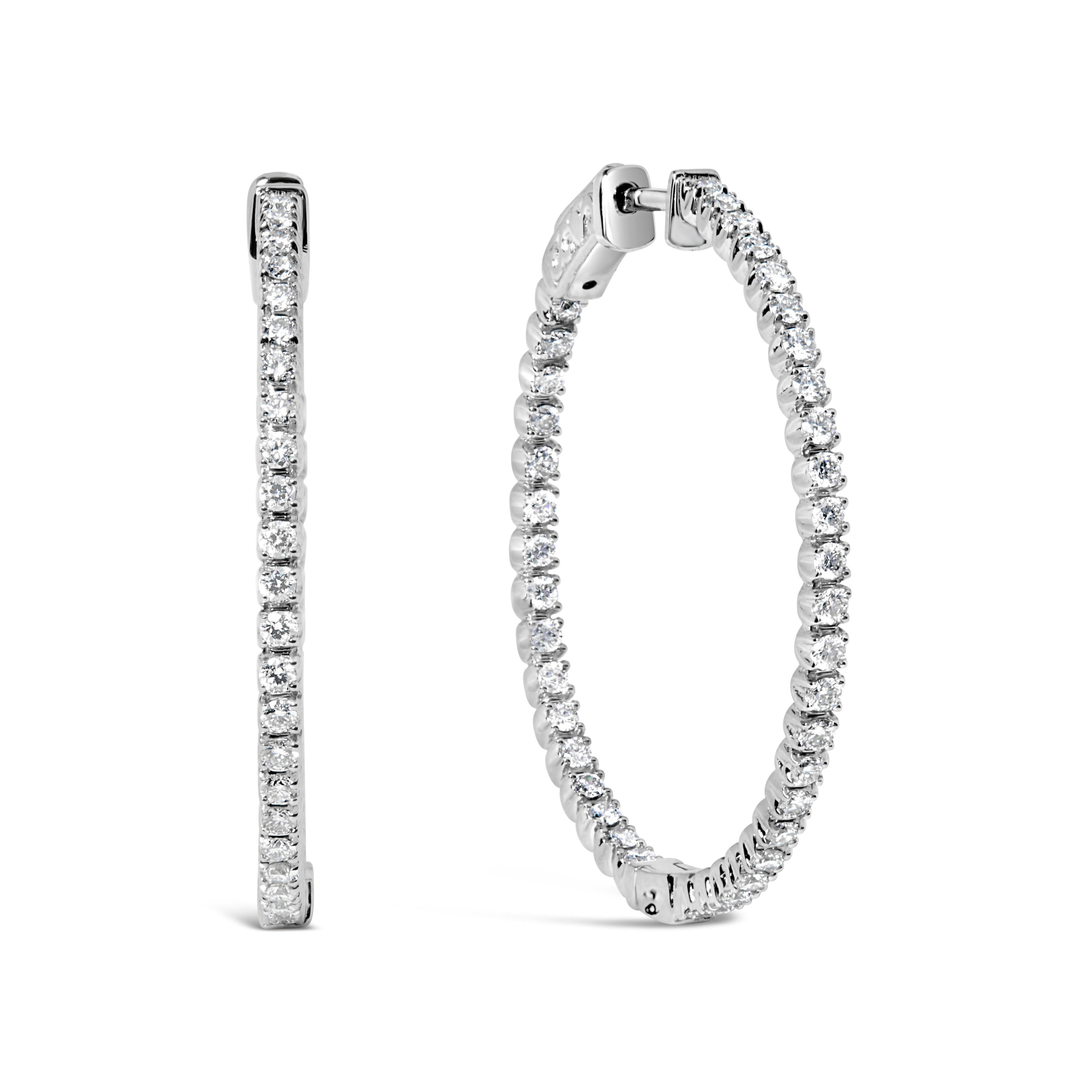 14K White Gold 1 1/2 Cttw Lab Grown Diamond Inside Out Hoop Earrings (G-H Color, VS2-SI1 Clarity) by Bids.com