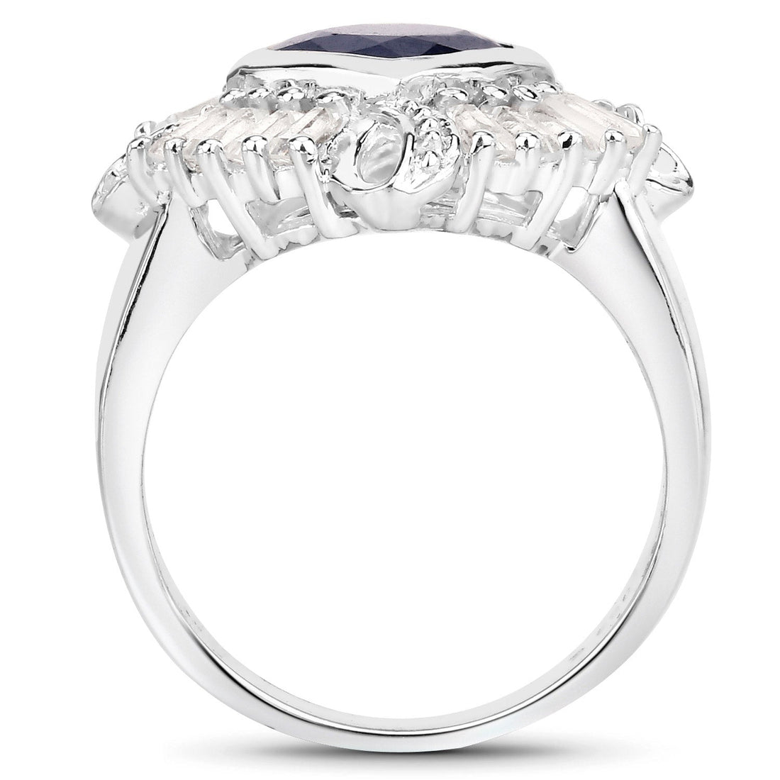 3.06 Carat Glass Filled Sapphire and White Topaz .925 Sterling Silver Ring by Bids.com