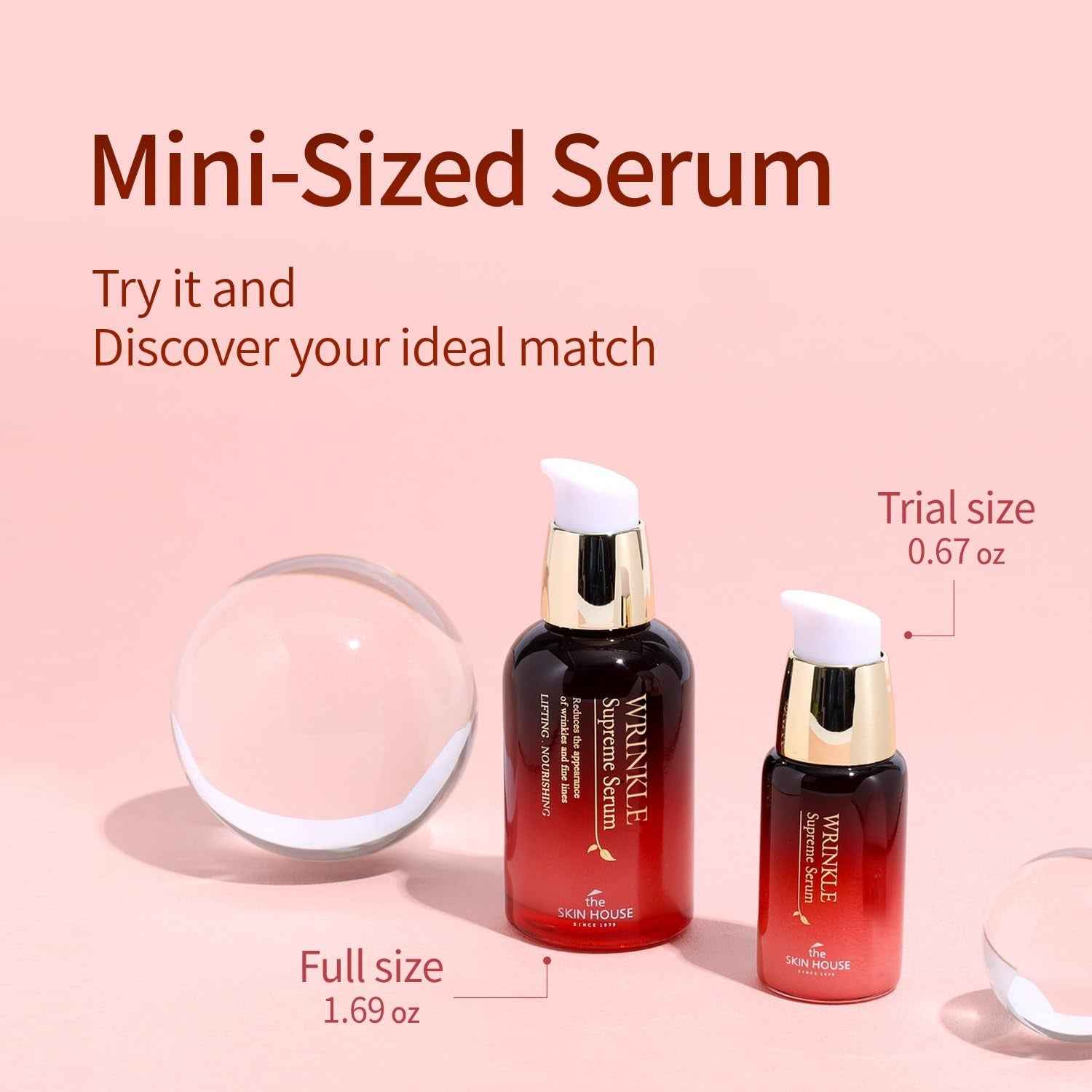 Wrinkle Supreme Serum 0.67 Fl. Oz. Trial-Size, Korean Red Ginseng, Mushrooms | Firming, Lifting, Fine Lines | Korean Skin Care, K-Beauty, 20Ml