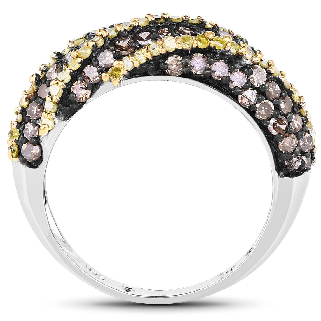 1.25 Carat Genuine Champagne Diamond and Yellow Diamond .925 Sterling Silver Ring by Bids.com