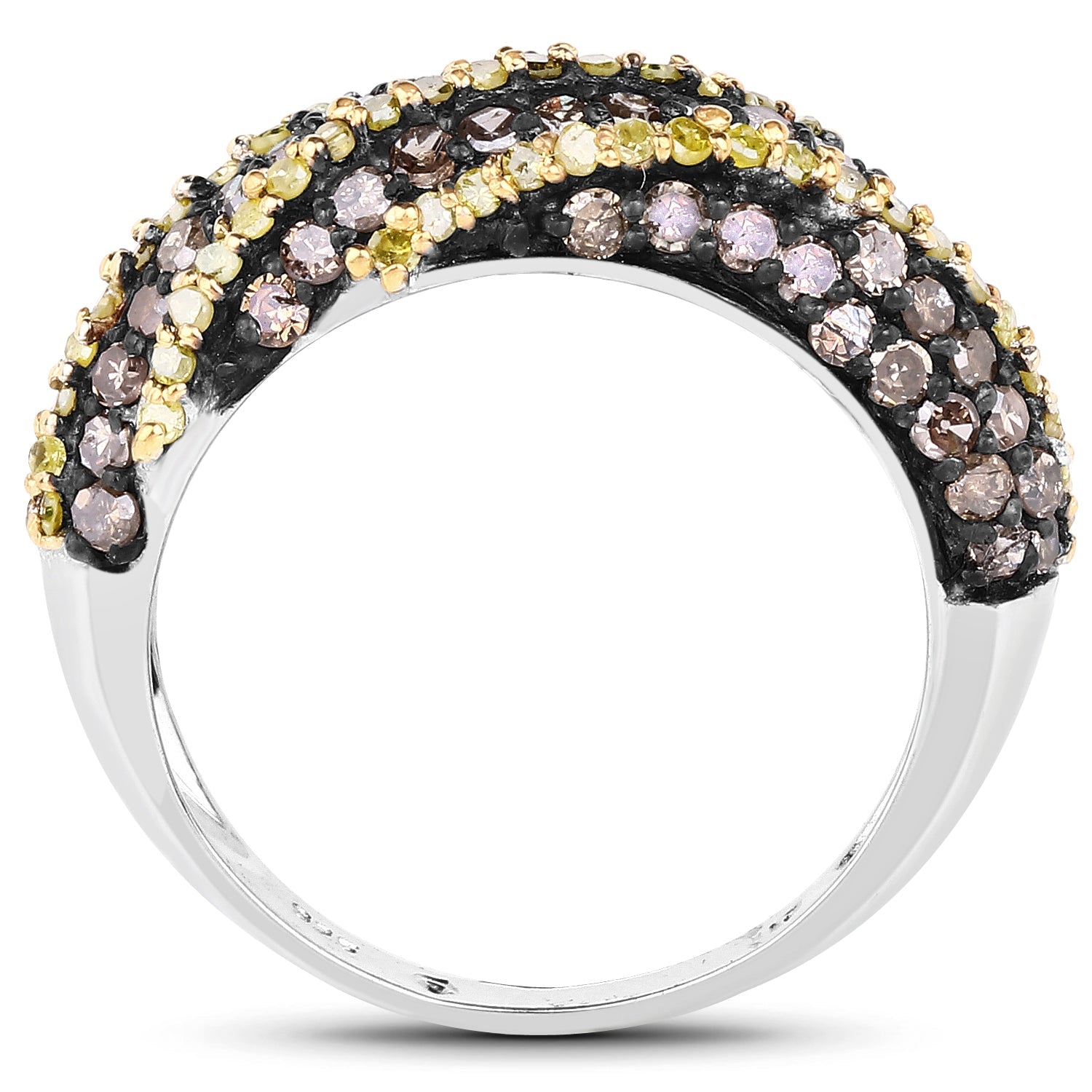 1.25 Carat Genuine Champagne Diamond and Yellow Diamond .925 Sterling Silver Ring by Bids.com