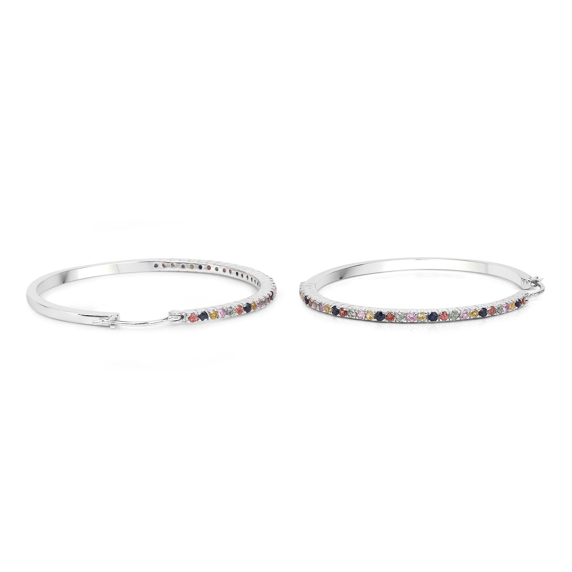 2.24 Carat Genuine Multi Sapphire .925 Sterling Silver Earrings by Bids.com