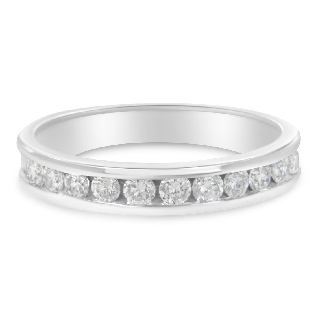IGI Certified 1/2 Cttw Round Brilliant Cut Diamond 18K White Gold Channel Set Eternity Style Wedding Band Ring (H-I Color, I1-I2 Clarity) - Size 7 by Bids.com