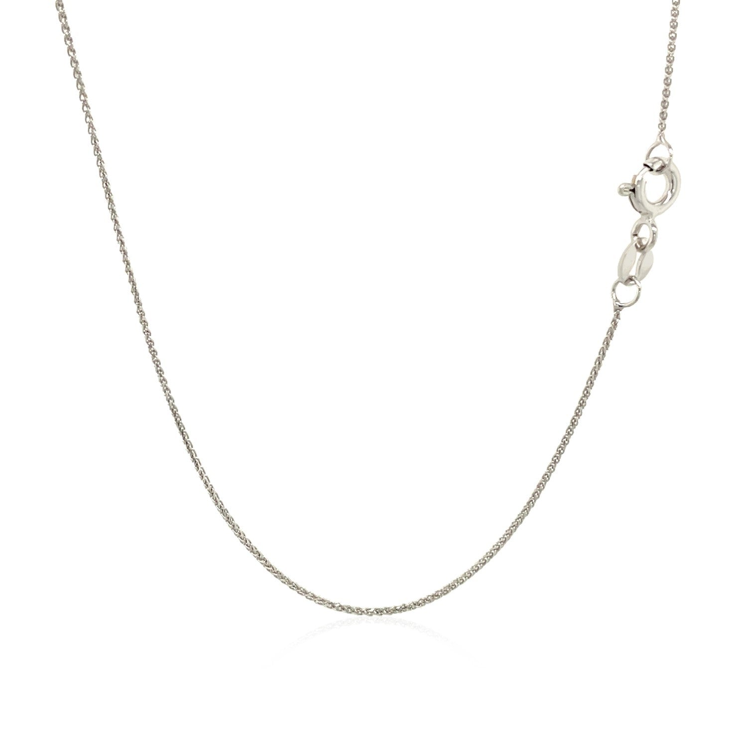 14k White Gold Diamond Cut Round Wheat Chain 0.6mm by Bids.com