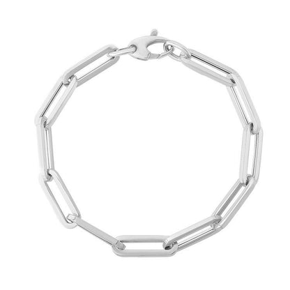 14K White Gold Extra Wide Paperclip Chain Bracelet by Bids.com