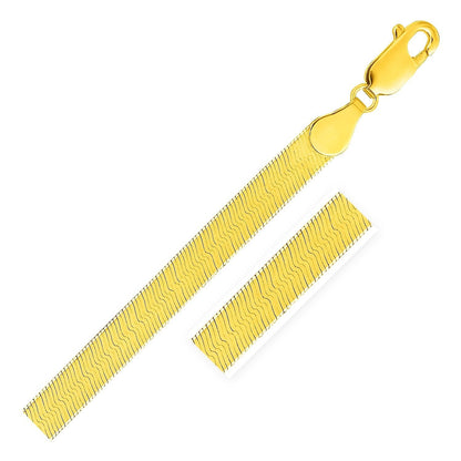 6.0mm 14k Yellow Gold Super Flex Herringbone Bracelet  DestGlow