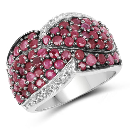 3.06 Carat Genuine Ruby &amp; White Topaz .925 Sterling Silver Ring by Bids.com