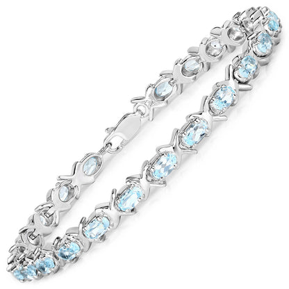 5.75 Carat Genuine Blue Topaz .925 Sterling Silver Bracelet  DestGlow