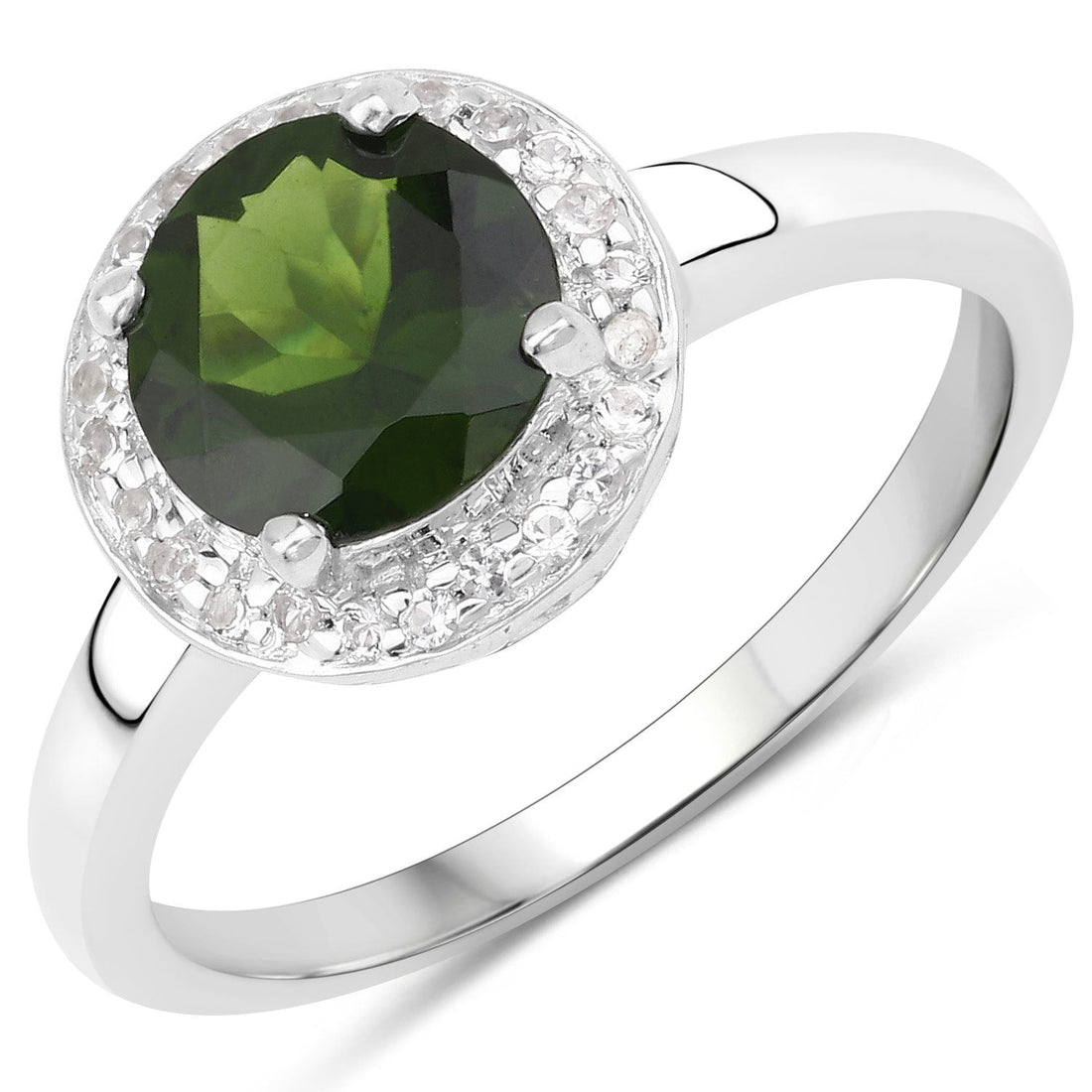 1.90 Carat Genuine Chrome Diopside and White Topaz .925 Sterling Silver Ring by Bids.com