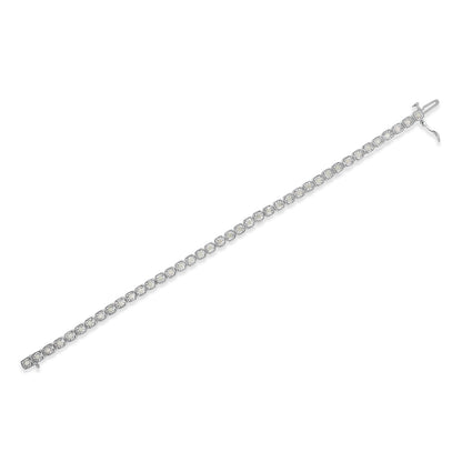 .925 Sterling Silver 1.0 Cttw Diamond Miracle-Set Square Milgrain 7" Link Tennis Bracelet (I-J Color, I3 Clarity) by Bids.com