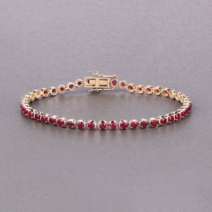 3.13 Carat Genuine Mozambique Ruby 14K Yellow Gold Bracelet by Bids.com