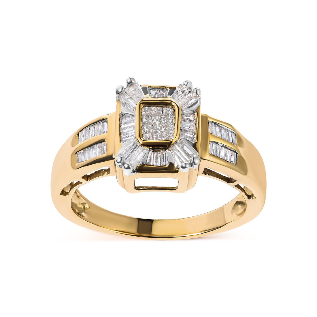 10K Yellow Gold 1/2 Cttw Diamond Composite and Halo Ring (H-I Color, SI1-SI2 Clarity) - Ring Size 7 by Bids.com