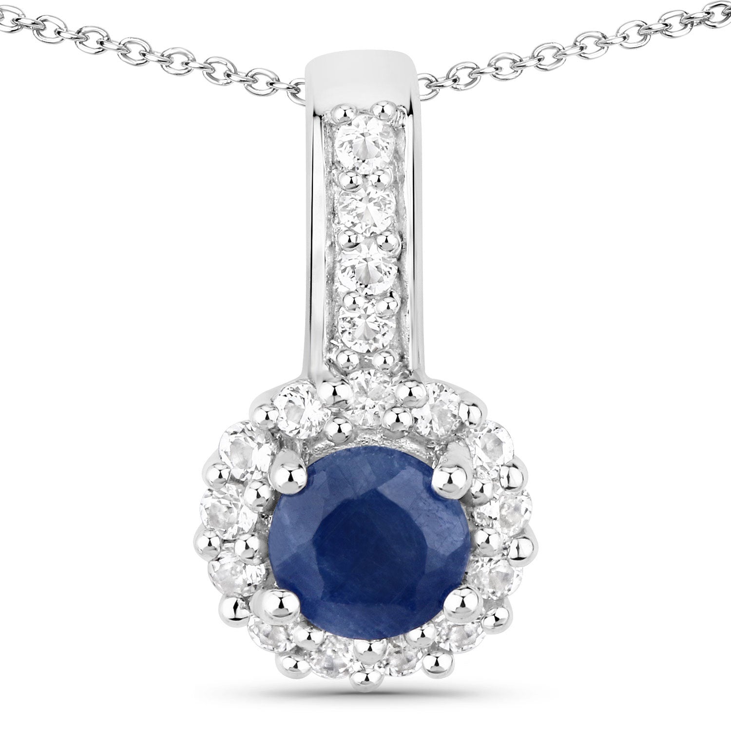 2.17 Carat Genuine Blue Sapphire and White Topaz .925 Sterling Silver Jewelry Set  DestGlow