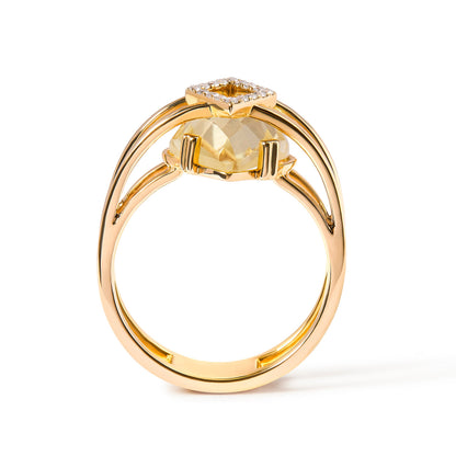 14K Yellow Gold 15x15 MM Marquise Cut Yellow Topaz and Diamond Accent Statement Cocktail Ring (G-H Color, SI1-SI2 Clarity) by Bids.com