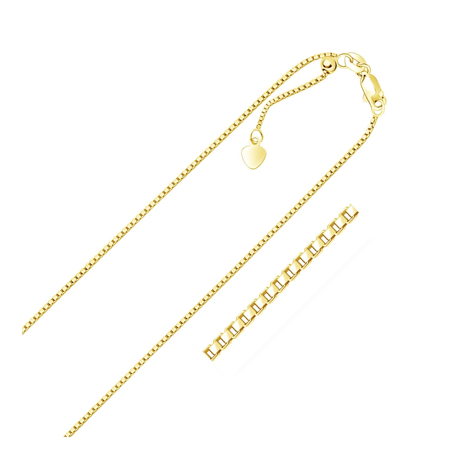 14k Yellow Gold Adjustable Box Chain (1.10 mm) by Bids.com