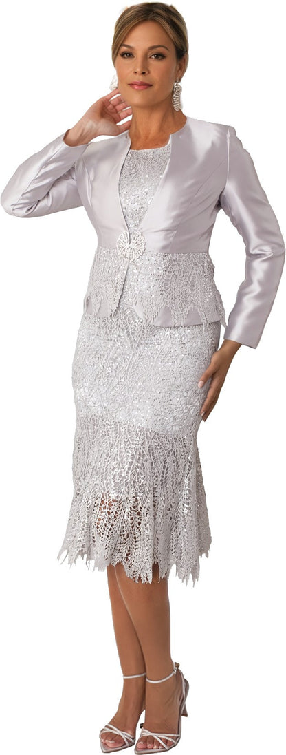 Elegant Lace Two-Piece Dress Set with Tailored Jacket -4857 by Tally Taylor