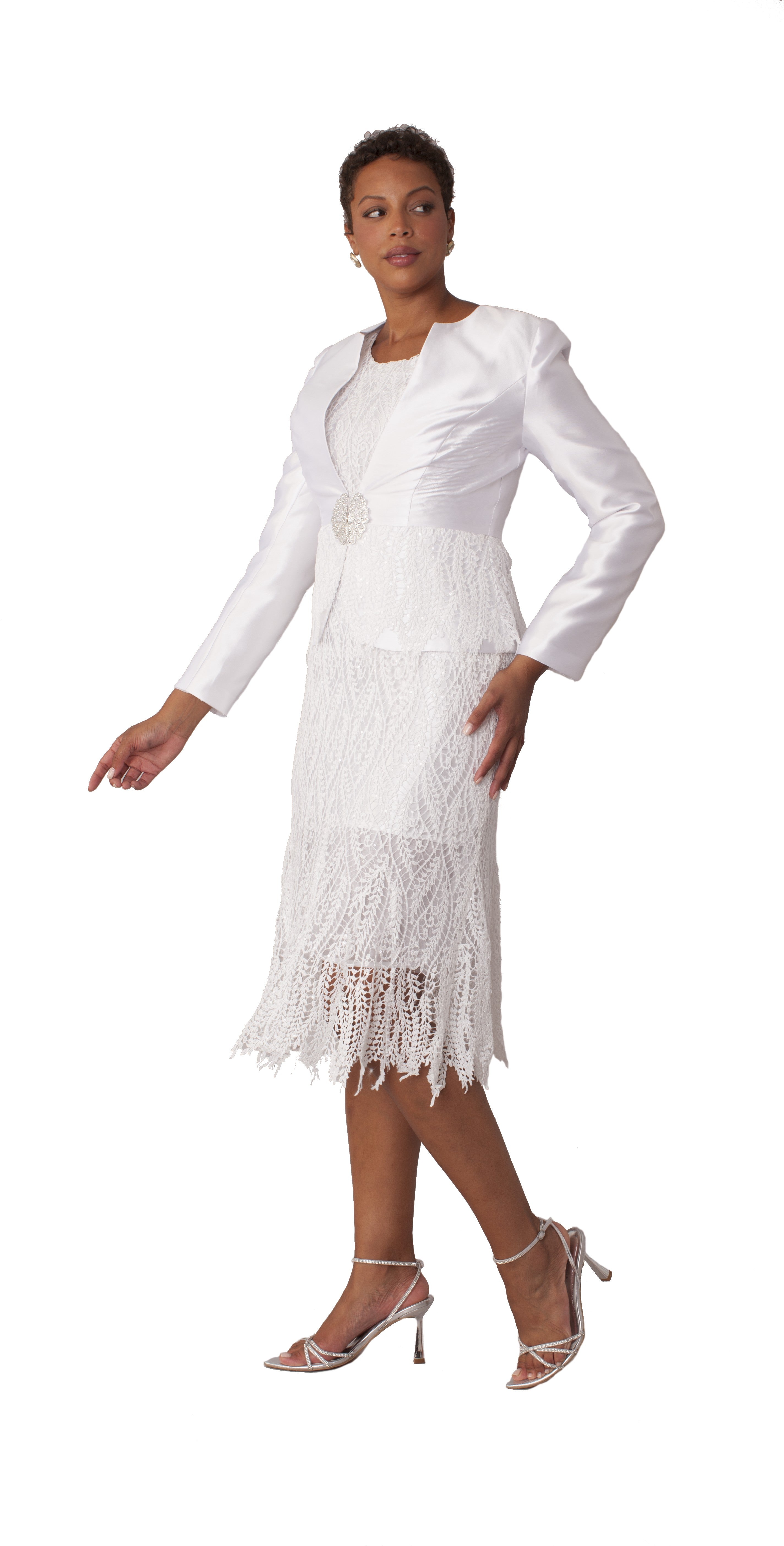 Elegant Lace Two-Piece Dress Set with Tailored Jacket -4857 by Tally Taylor