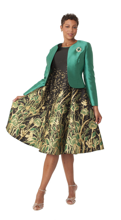 Elegant Two-Piece Brocade Dress &amp; Jacket Set- 4853 by Tally Taylor