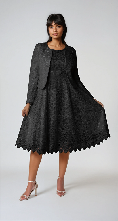 Elegant Two-Piece Lace Dress &amp; Jacket Set- 4856 by Tally Taylor