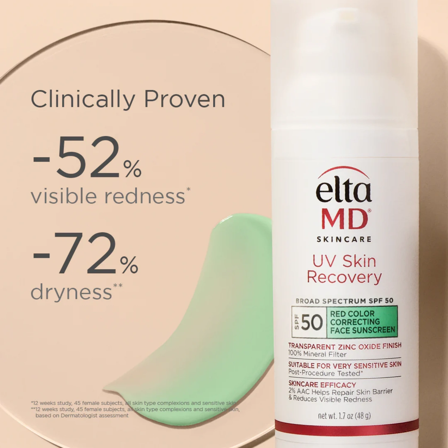 EltaMD UV Skin Recovery Red Color Correcting Green Tint Broad Spectrum SPF 50 - DestGlow