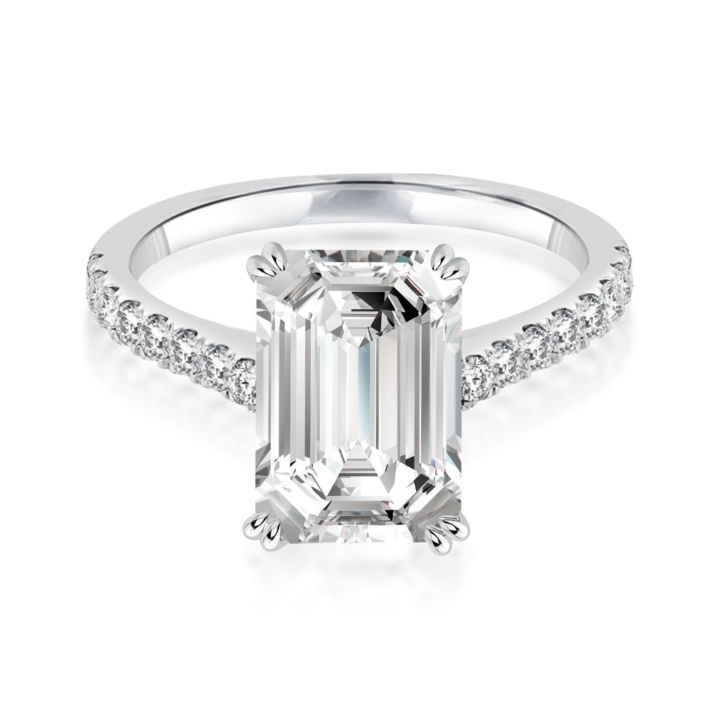 Rodiffy Moissanite 4.5 Ct Emerald Cut Engagement Ring For Women 