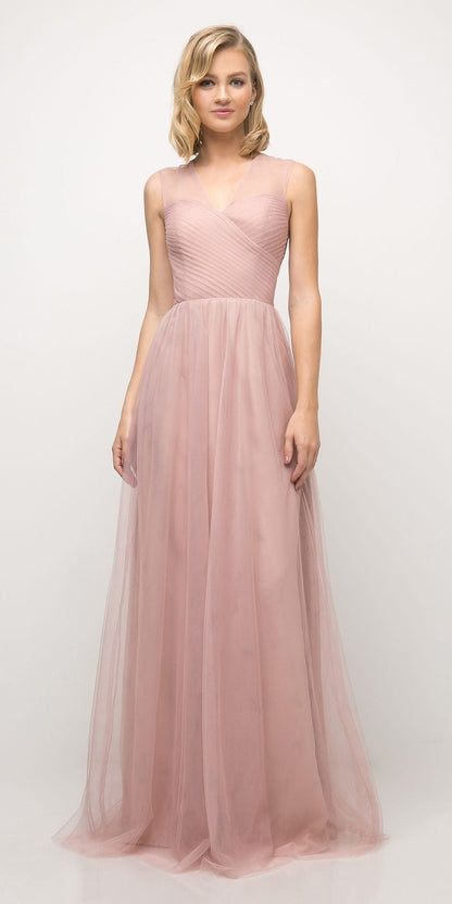 Ladivine ET320 Illusion V-Neck and Back Long Formal Dress Sleeveless by DiscountDressShop
