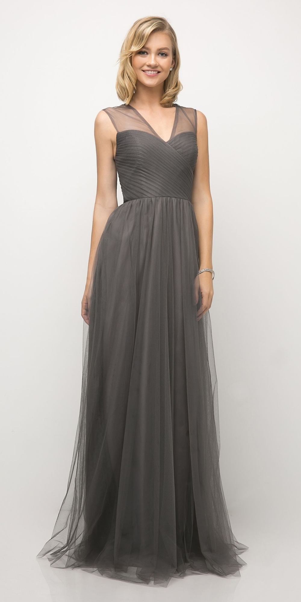 Ladivine ET320 Illusion V-Neck and Back Long Formal Dress Sleeveless by DiscountDressShop