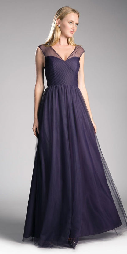 Ladivine ET320 Illusion V-Neck and Back Long Formal Dress Sleeveless by DiscountDressShop