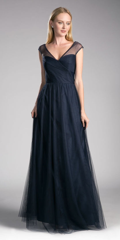 CLEARANCE - Ladivine ET320 Illusion V-Neck and Back Long Dress (Size 14) by DiscountDressShop