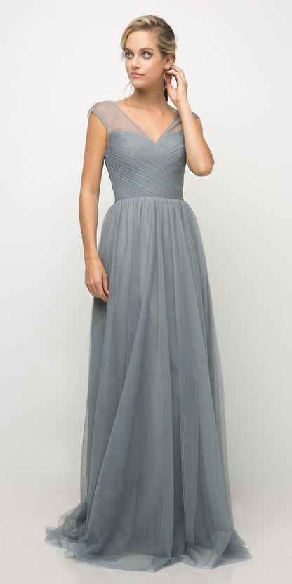CLEARANCE - Ladivine ET320 Illusion V-Neck and Back Long Dress (Size 14) by DiscountDressShop