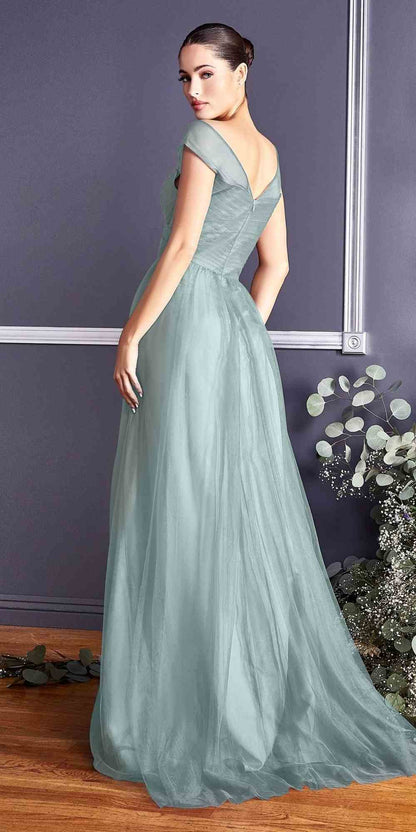 Ladivine ET320 Illusion V-Neck and Back Long Formal Dress Sleeveless by DiscountDressShop