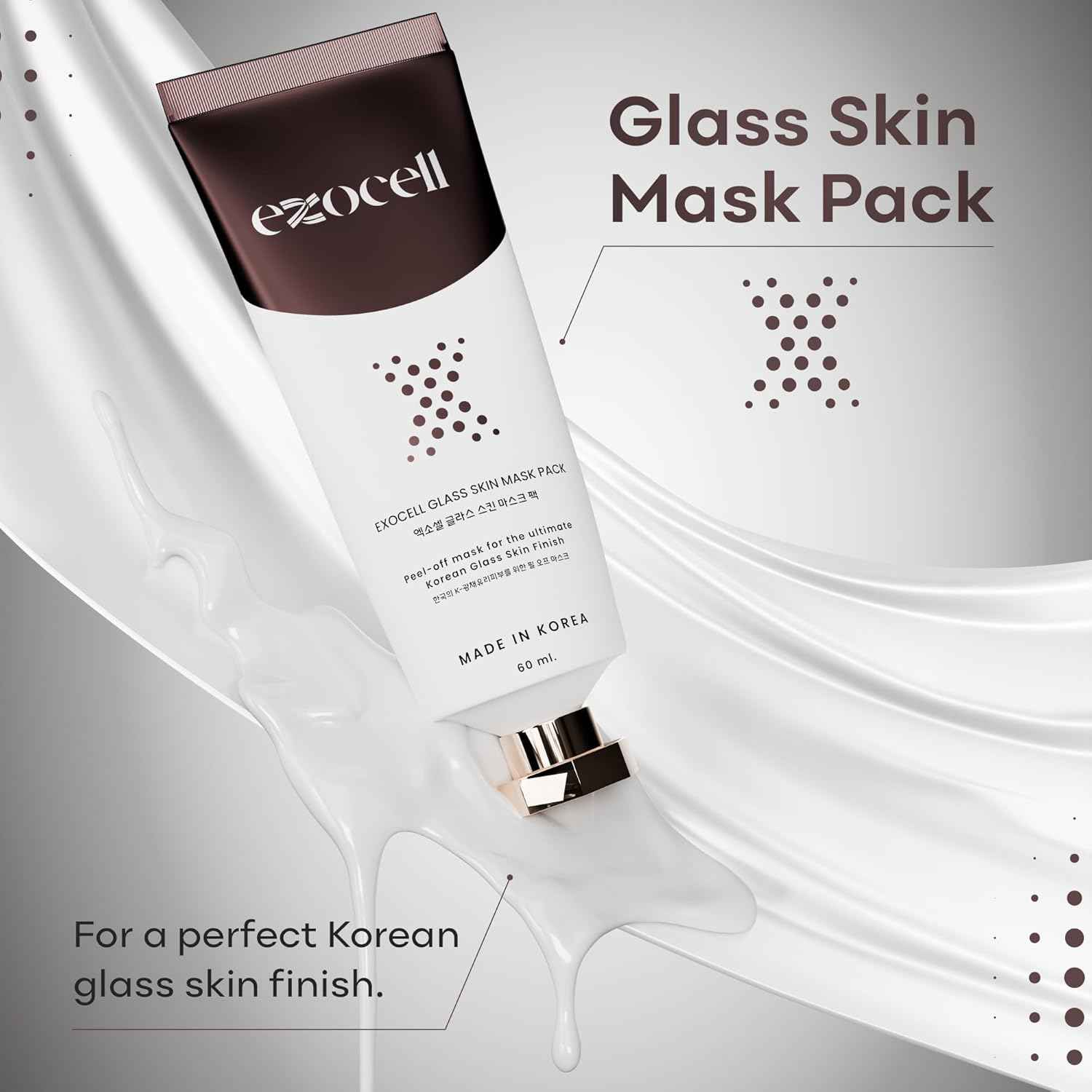 EXOCELL Glass Skin Mask Pack, Korean Peel-Off Mask for Ultimate Glossy Skin Finish 60 ml