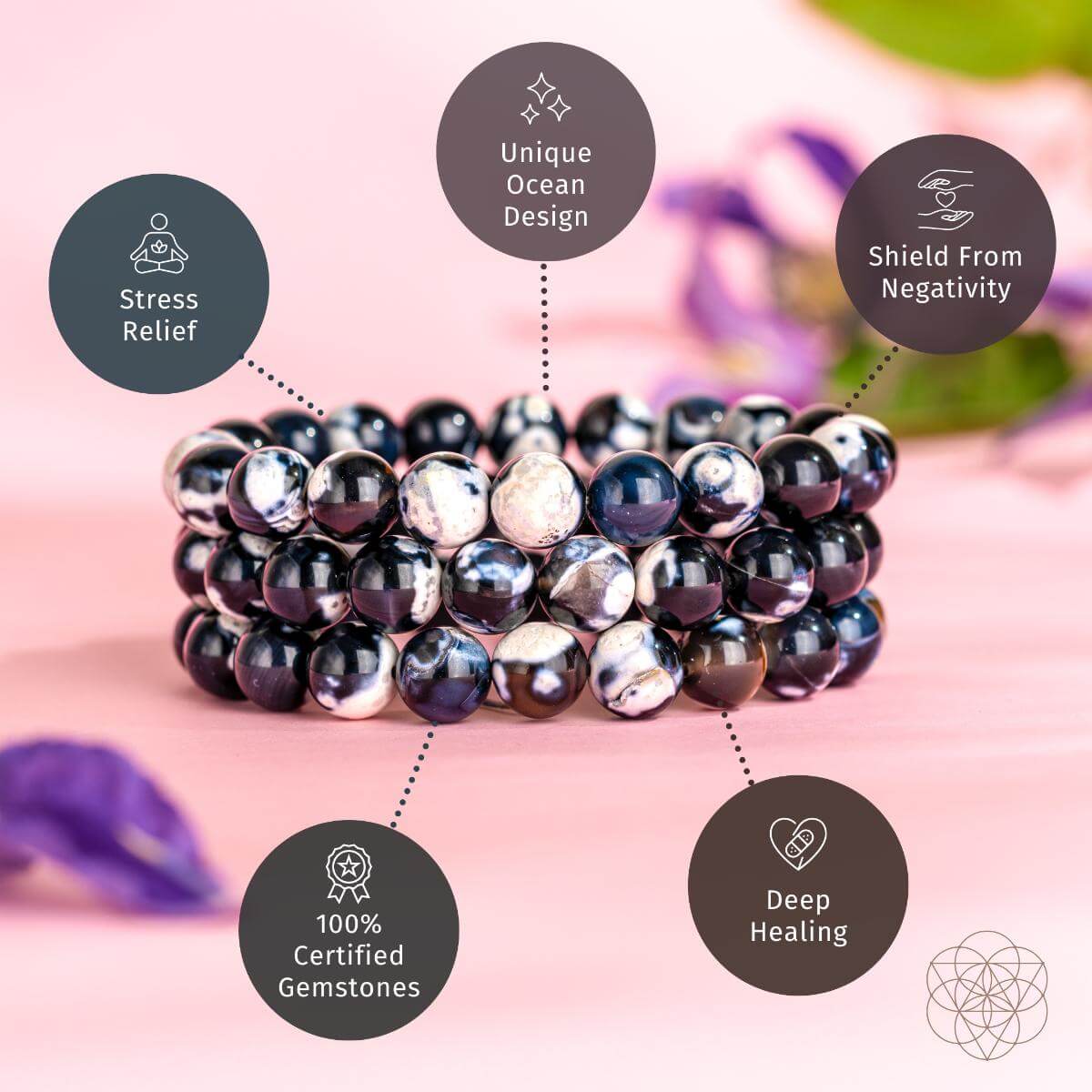 Exotic Orca Agate Bracelet Of Deep Healing - DestGlow