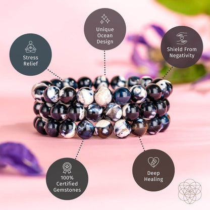 Exotic Orca Agate Bracelet Of Deep Healing - DestGlow