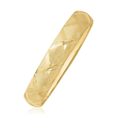 10k Yellow Gold Dual-Textured Diamond Pattern Bangle by Bids.com