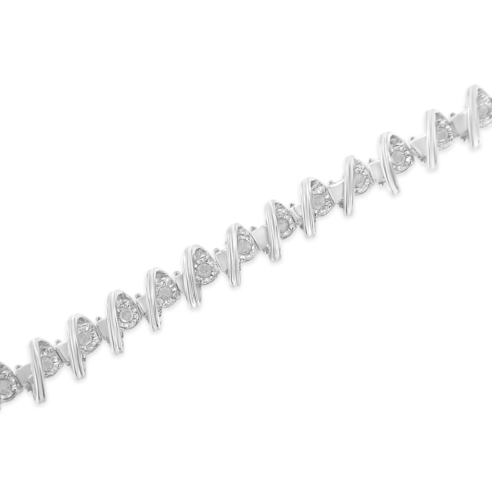 .925 Sterling Silver 1/2 Cttw Diamond Miracle-Set 7" Tennis Bracelet (I-J Color, I3 Clarity) by Bids.com