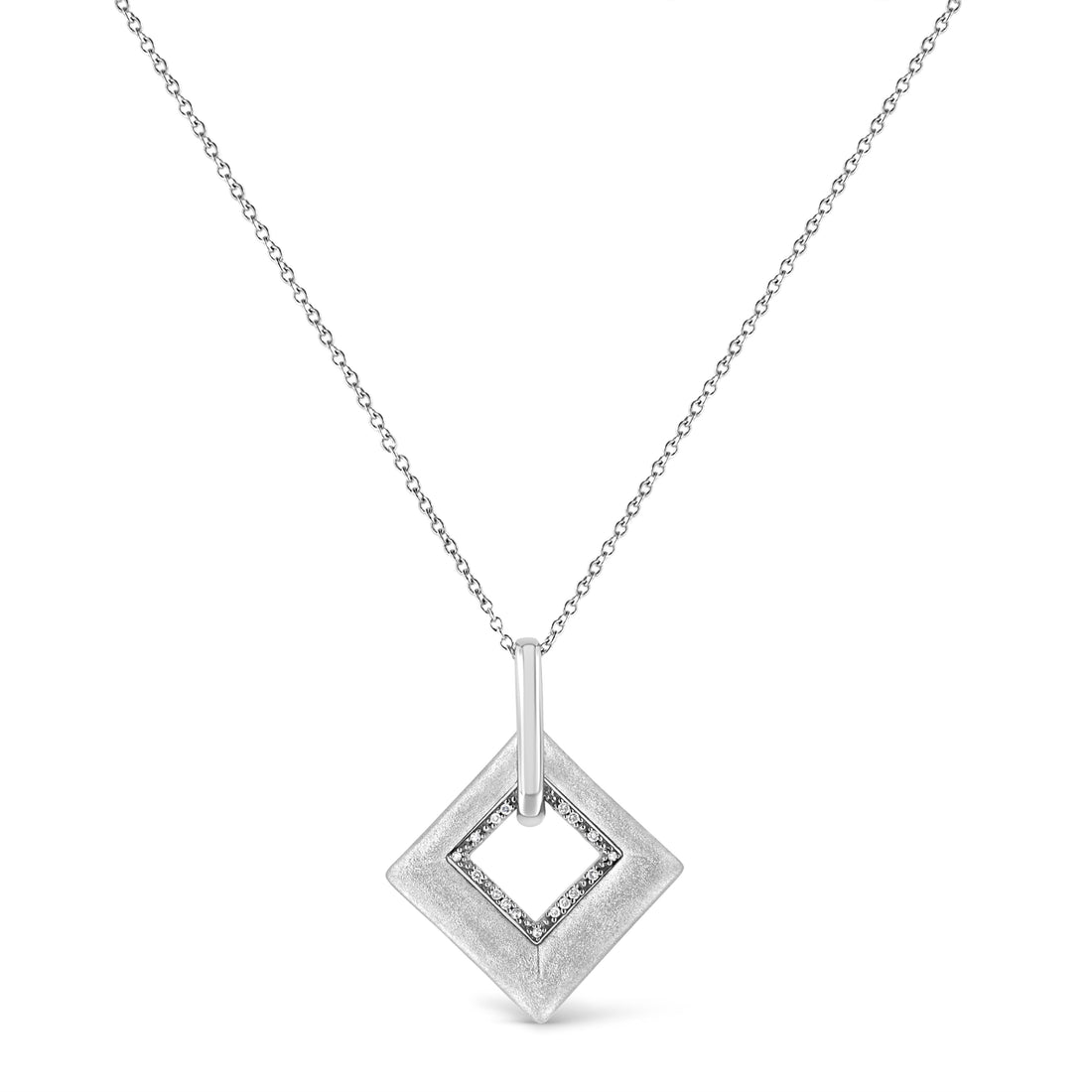 .925 Sterling Silver Pave-Set Diamond Accent Kite Shape 18" Pendant Necklace (I-J Color, I1-I2 Clarity) by Bids.com