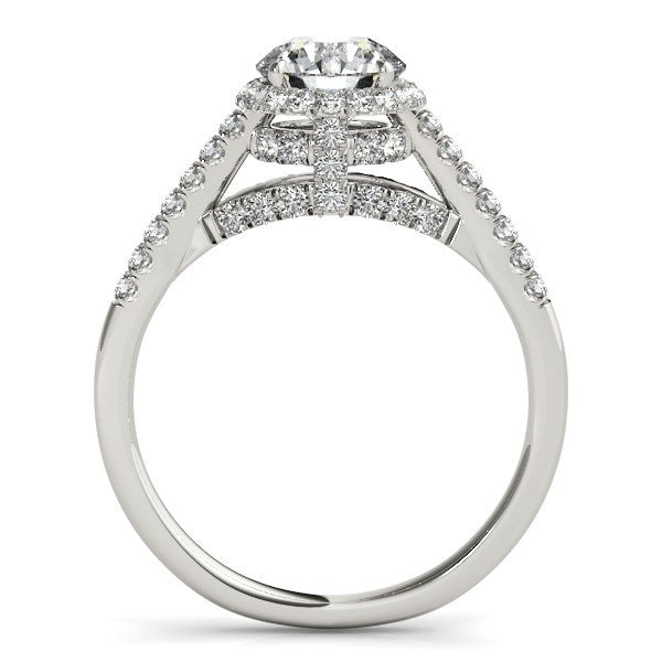 14k White Gold Round Cut Pave Set Shank Diamond Engagement Ring (1 3/8 cttw) by Bids.com