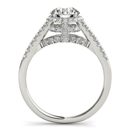 14k White Gold Round Cut Pave Set Shank Diamond Engagement Ring (1 3/8 cttw) by Bids.com