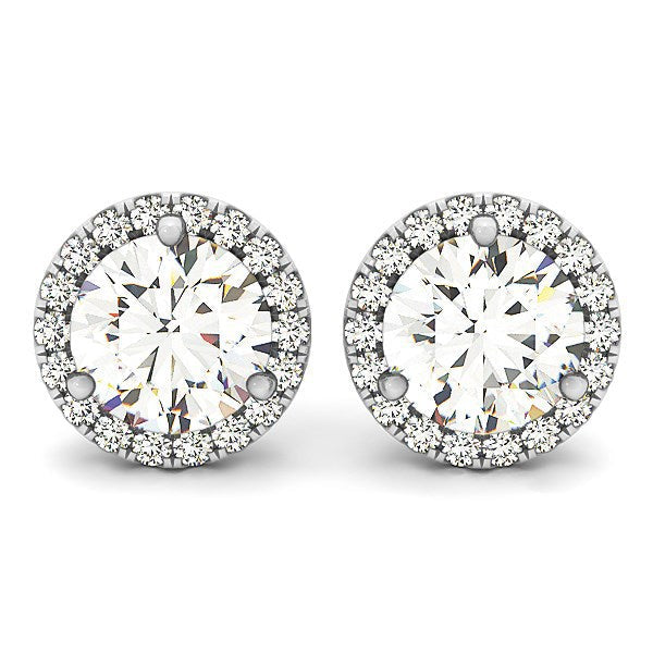 14k White Gold Round Prong Halo Style Earrings (1 cttw) by Bids.com