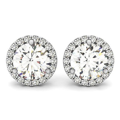 14k White Gold Round Prong Halo Style Earrings (1 cttw) by Bids.com
