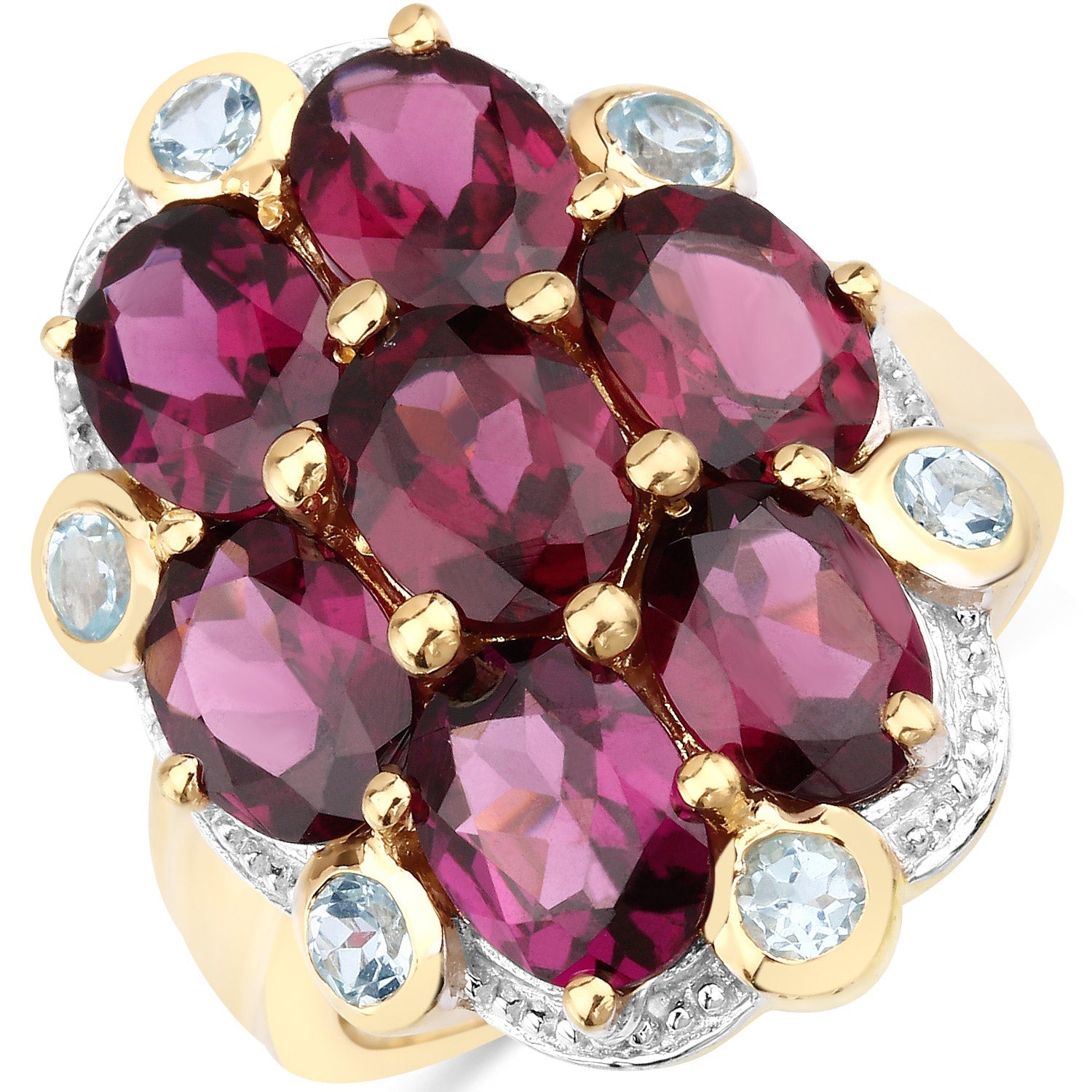 11.22 Carat Genuine Rhodolite and Blue Topaz .925 Sterling Silver Ring by Bids.com