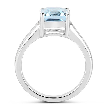 2.64 Carat Genuine Blue Topaz and White Topaz .925 Sterling Silver Ring by Bids.com