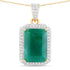5.75 Carat Dyed Emerald and White Diamond 14K Yellow Gold Pendant  DestGlow