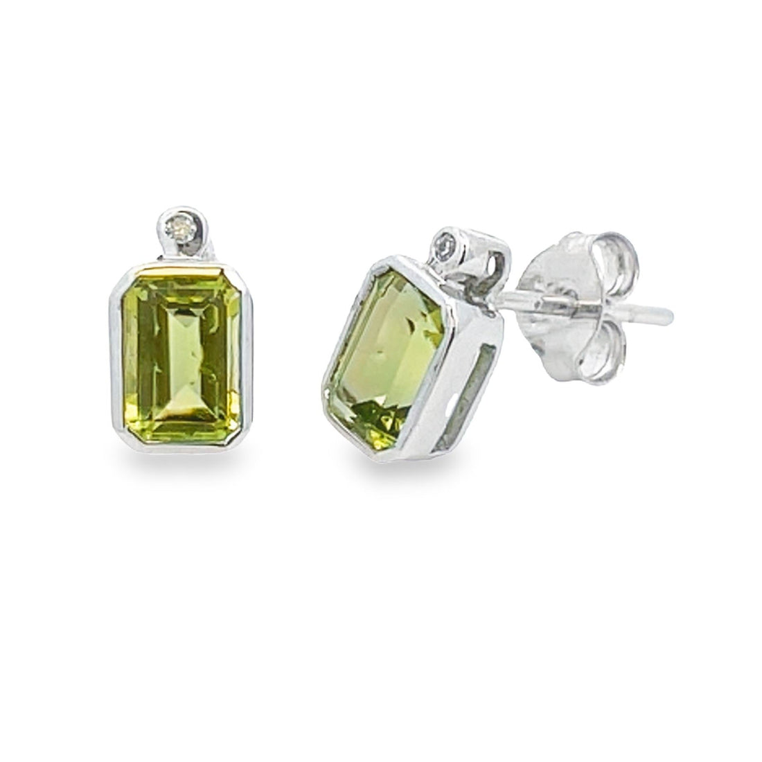 .81ct Peridot Diamond Stud Earrings 10KT White Gold by Bids.com