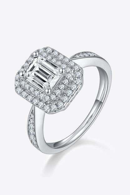 Adored 1 Carat Emerald-Cut Sparkala™ Platinum Over Pure Sterling Silver Side Stone Ring by Sparkala