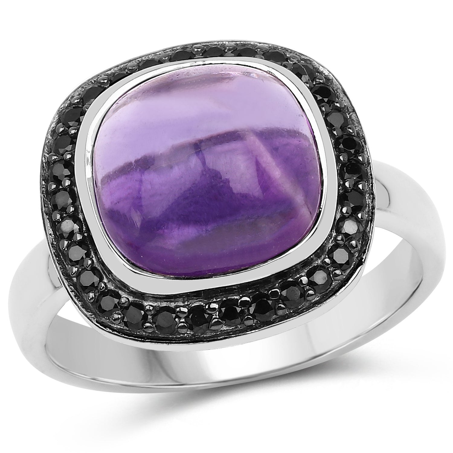 5.25 Carat Genuine Amethyst &amp; Black Spinel .925 Sterling Silver Ring by Bids.com