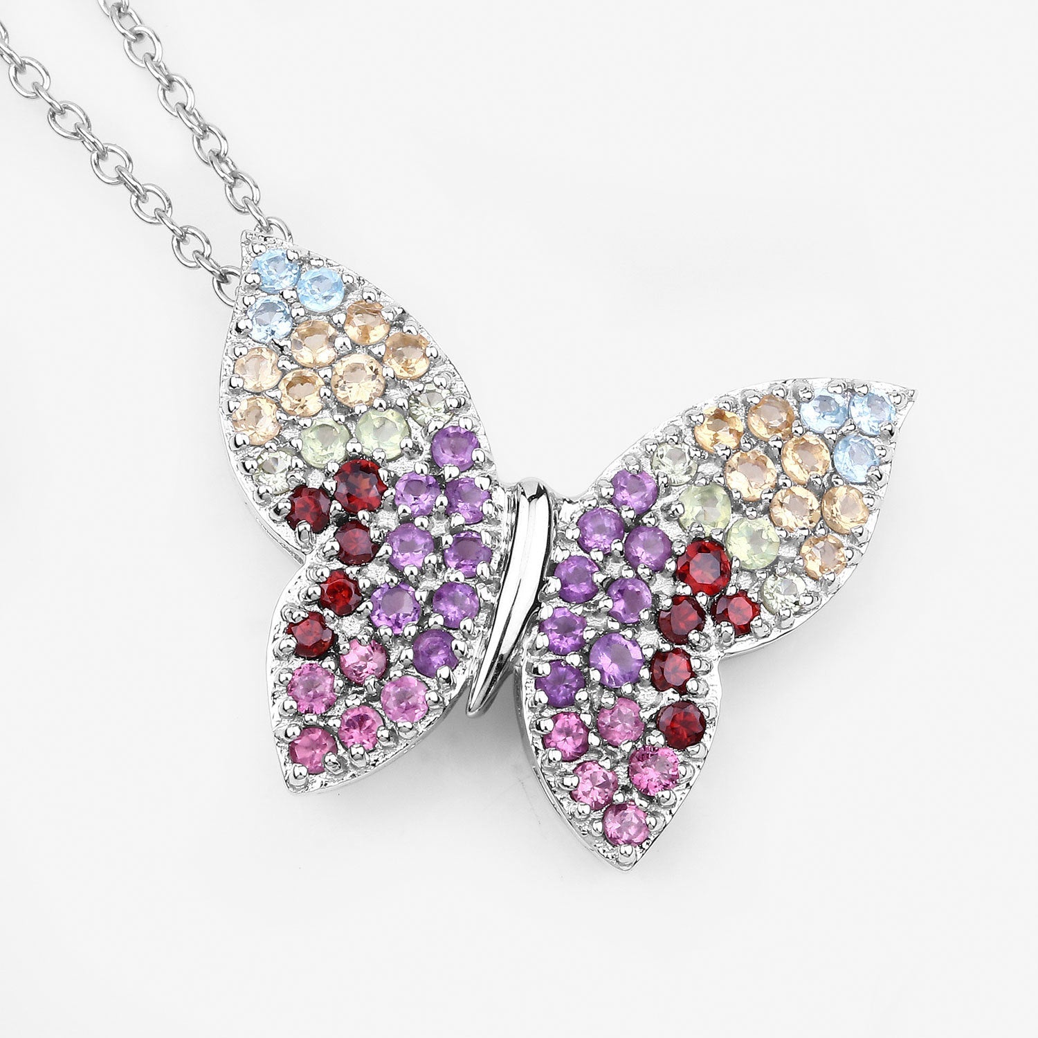 1.62 Carat Genuine Multi Stones .925 Sterling Silver Pendant by Bids.com
